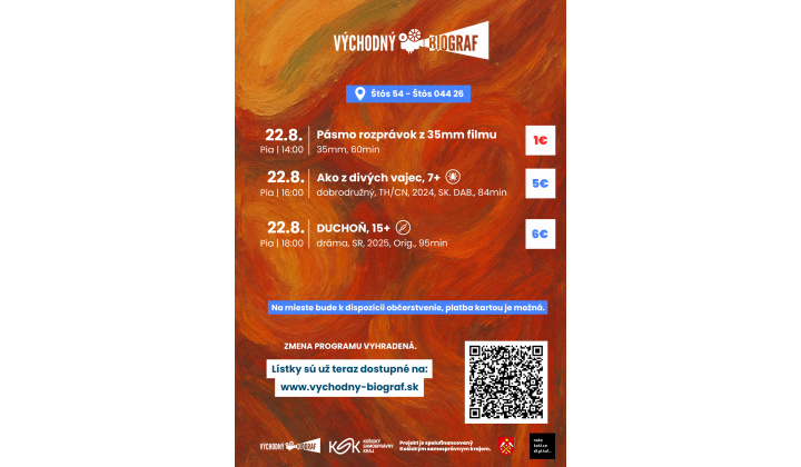 22.08.2025 premietanie v kine Štós- Zmena programu !!! 