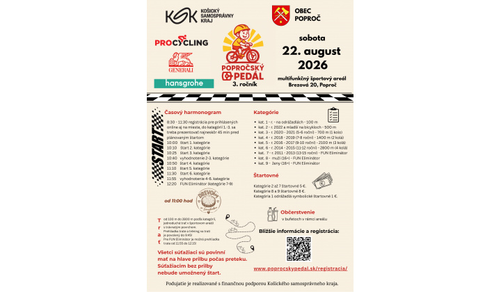 Cyklistická súťaž Poproč 22.08.2026