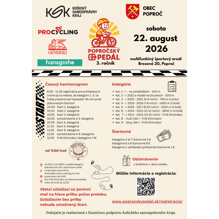 Cyklistická súťaž Poproč 22.08.2026