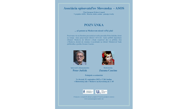 Pozvánka na literárnu prezentáciu 25.09.2025 o 17:00 hod.