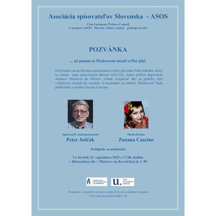 Pozvánka na literárnu prezentáciu 25.09.2025 o 17:00 hod.