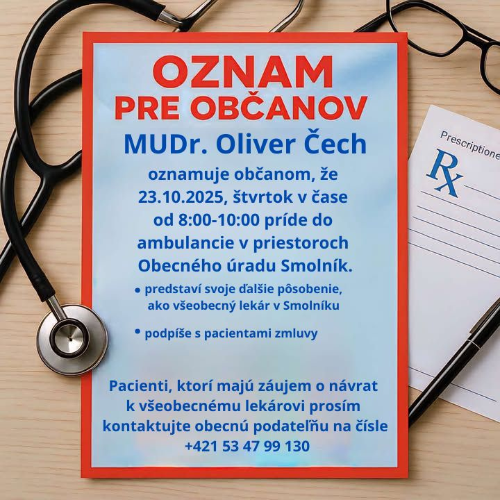 Smolník - MUDr. Oliver Čech - všeobecný lekár